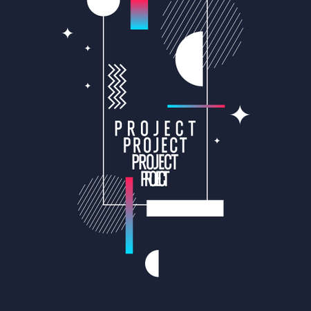 Abstract background in a modern trendy style. Poster with simple flat different geometric shapes.のイラスト素材