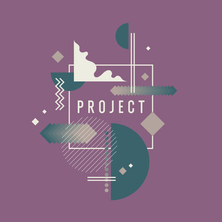 A modern poster consisting of geometric shapes. Abstract background with various shapes. Fashionable graphics for designのイラスト素材