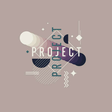 A modern poster consisting of geometric shapes. Abstract background with various shapes. Fashionable graphics for designのイラスト素材