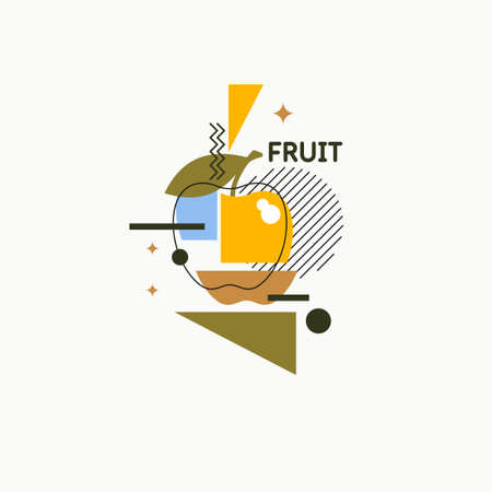 Vector graphics in a minimalistic fashionable style with geometric elements. Illustration of a apple in a flat style.のイラスト素材