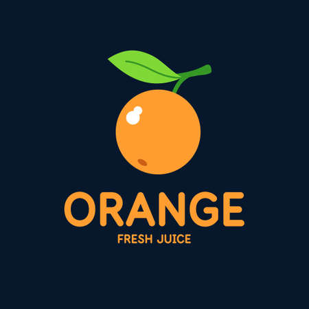 Illustration of a orange in a flat style. Isolated image on a dark background. Vector icon.のイラスト素材