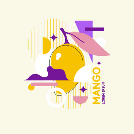 Vector graphics in a minimalistic fashionable style with geometric elements.. Illustration of a mango.のイラスト素材