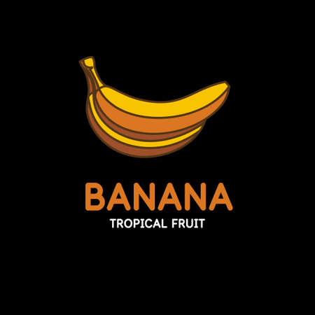 Illustration of a banana in a flat style. Isolated image on a black background. Vector icon.のイラスト素材
