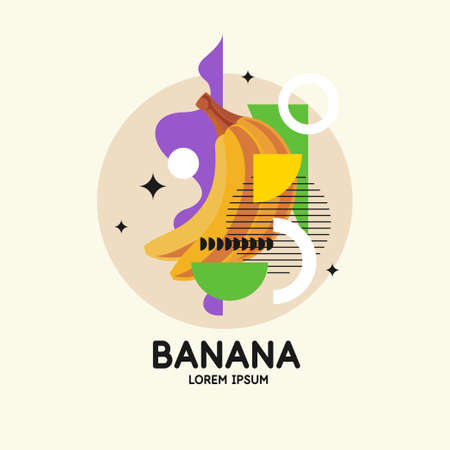 Vector graphics in a minimalistic style with geometric elements. Template for the design. Illustration of a banana.のイラスト素材