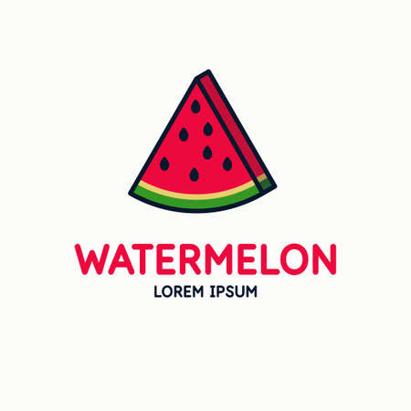 Illustration of a watermelon in a flat style. Isolated image on a light background. Vector icon.のイラスト素材