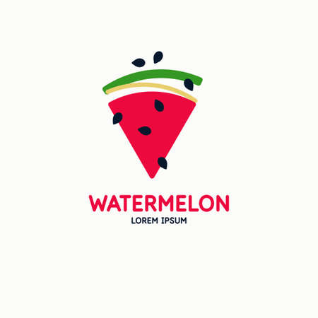 Illustration of a watermelon in a flat style. Isolated image on a light background. Vector icon.のイラスト素材
