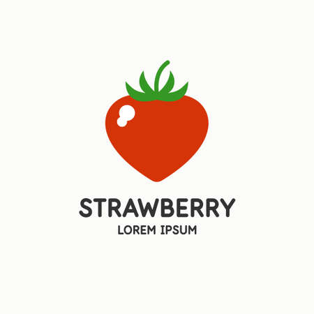 Illustration of a strawberry in a flat style. Isolated image on a light background. Vector icon.のイラスト素材