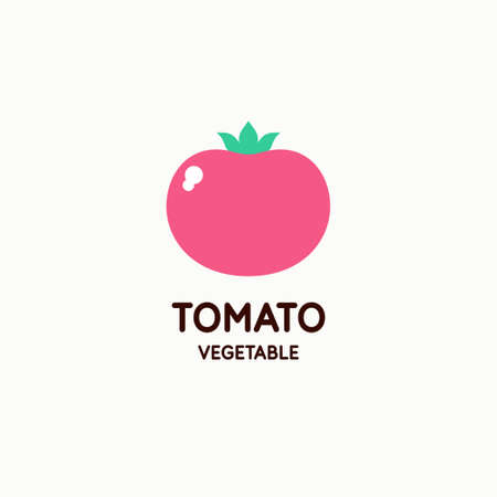Illustration of a tomato in a flat style. Isolated image on a light background. Vector icon.のイラスト素材