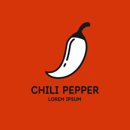 Illustration of a pepper in a modern style. Isolated image on a red background. Vector icon.のイラスト素材