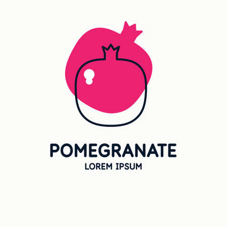 Illustration of a pomegranate in a flat style. Isolated image on a light background. Vector icon.のイラスト素材