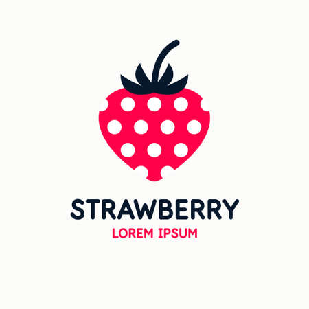 Illustration of a strawberry in a flat style. Isolated image on a light background. Vector icon.のイラスト素材