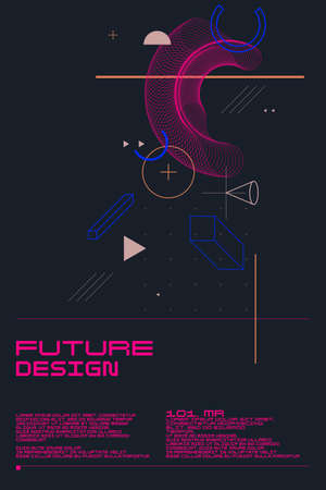 Abstract background in a modern trendy style. Poster with simple flat geometric shapes.のイラスト素材