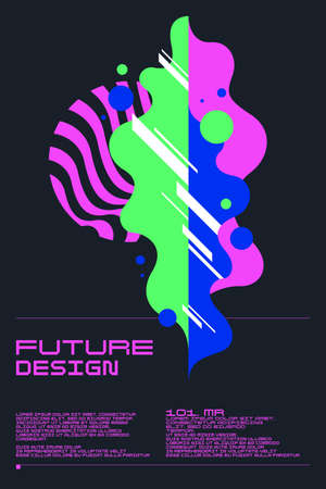Abstract background in a modern trendy style. Poster with simple flat organic shapes, geometric shapes.のイラスト素材