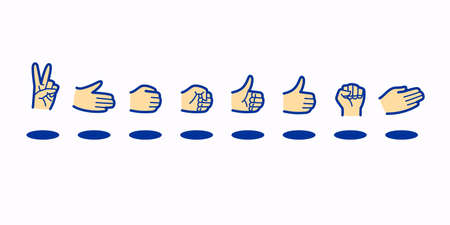 A set of icons with the image of human hands. Modern illustration in flat style. A set of graphic elements for design.のイラスト素材