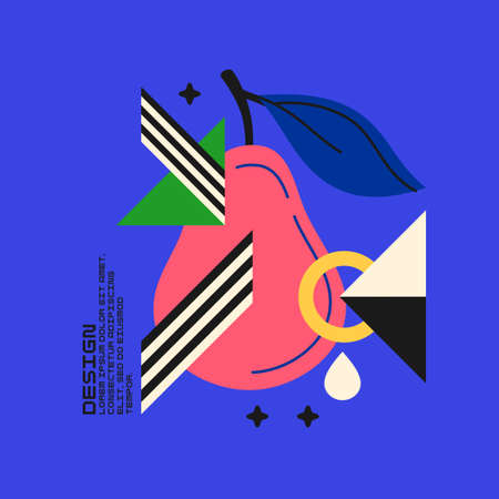 Vector graphics in a minimalistic style with geometric elements. Illustration of a pear in a flat style.のイラスト素材