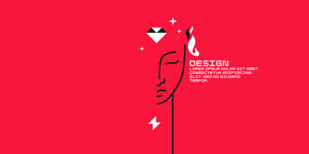 Illustration for design. Background in the trend chart. Portrait of a young girl.