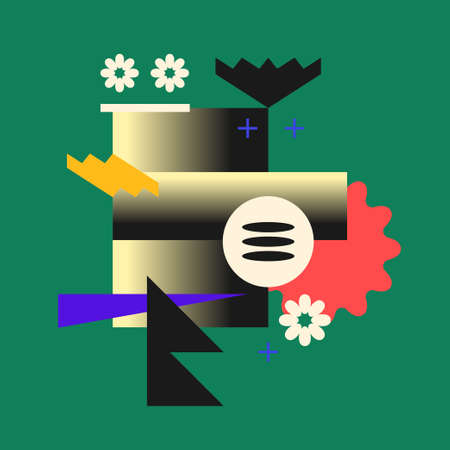 Modern geometric composition of various shapes. Illustration for design. Abstract background in the trend chart.のイラスト素材