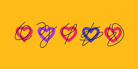 The illustration depicts a set of hearts. A template for creative and creative ideas. Vector...