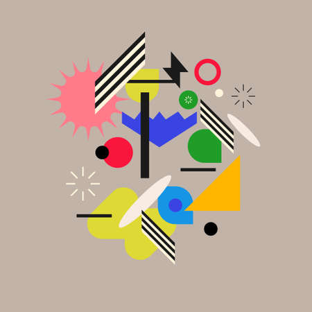 Modern geometric composition of various shapes. Illustration for design. Abstract background in the trend chart.のイラスト素材