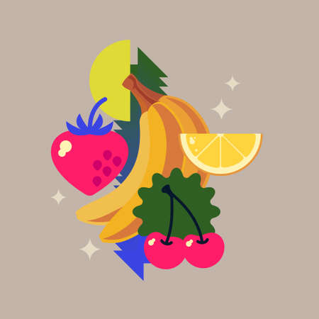 Vector graphics in a minimalistic style with geometric elements. Template for the design. Illustration of a banana.のイラスト素材