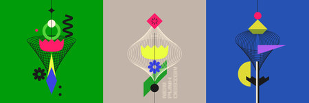 Abstract geometric background. Design poster with the flat figures. A stylish template for further creativity.のイラスト素材