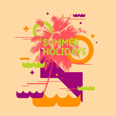 Summer holidays, Modern poster with palm tree.