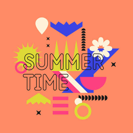 Summer poster in a modern style. Vector illustration.のイラスト素材
