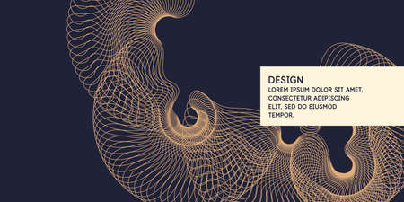 Poster with beige dynamic waves. Vector illustration.のイラスト素材