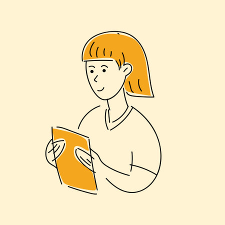 A cute young girl holds a cat in her hands and smiles. Fashionable illustration in cartoon style. Woman close-up.のイラスト素材