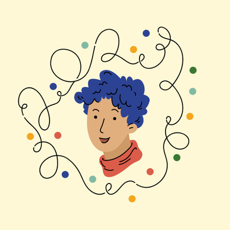 A young man is going to celebrate the New Year 2023. Bright New Years poster. The guy is smiling on the poster.のイラスト素材