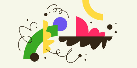 Modern geometric composition of various shapes. Illustration for design. Abstract background in the trend chart.のイラスト素材