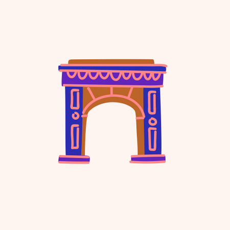 Flat drawing by hand. Illustration of the arch. Linear illustration of architecture.のイラスト素材
