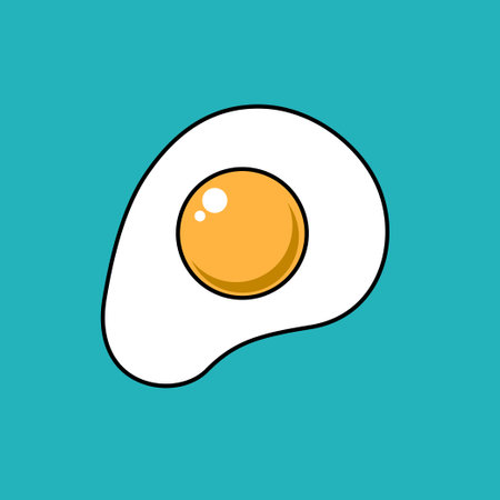The illustration shows a broken chicken egg. Image of scrambled eggs. Simple vector illustration for design.のイラスト素材