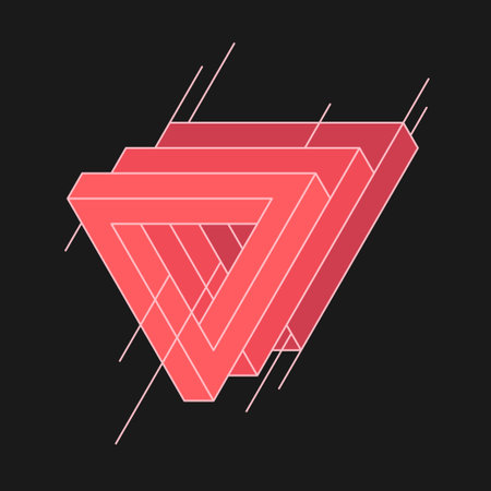 Impossible geometric shape. The Penrose triangle. Isolated 3d shape. Composition with geometric shapes.のイラスト素材