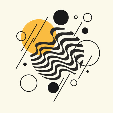 Abstract background in a modern trendy style. Poster with simple flat organic shapes, geometric shapes and lines.のイラスト素材