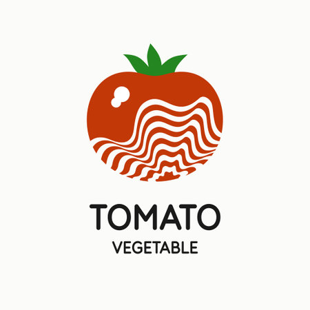Illustration of a tomato in a flat style. Isolated image on a light background. Vector icon.のイラスト素材