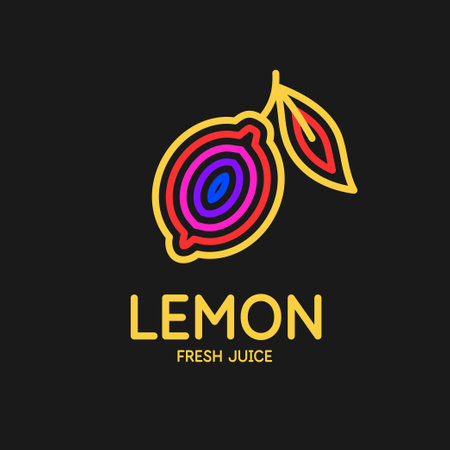 Illustration of a lemon in a flat style. Isolated image on a dark background. Vector icon.のイラスト素材