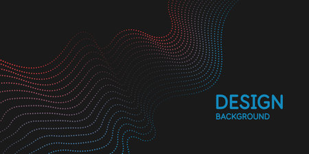 Vector abstract background with dynamic waves, line and particles.のイラスト素材