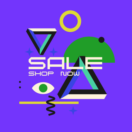 Poster sale. Bright abstract background with various geometric elements. A composition of various shapes.のイラスト素材