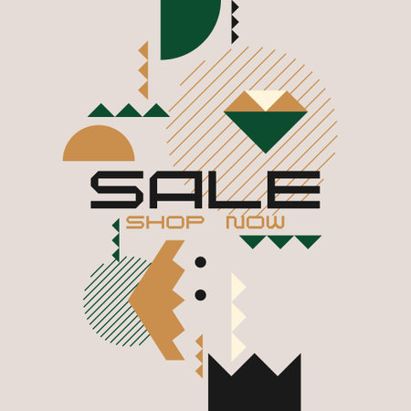 Poster sale. Bright abstract background with geometric elements. A composition of shapes.のイラスト素材