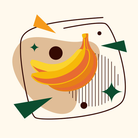 Vector graphics in a minimalistic style with geometric elements. Template for the design. Illustration of a banana.のイラスト素材