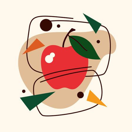Vector graphics in a minimalistic fashionable style with geometric elements. Illustration of a apple in a flat style.のイラスト素材
