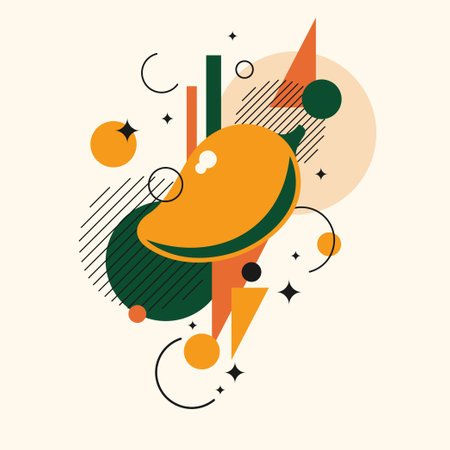Vector graphics in a minimalistic fashionable style with geometric elements.. Illustration of a mango.のイラスト素材