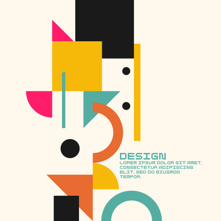Modern geometric composition of various shapes. Illustration for design. Abstract background in the stylish graphics.のイラスト素材