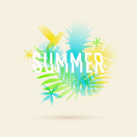 Vector graphics in a modern style with geometric elements. Template for the design. Summer poster.のイラスト素材