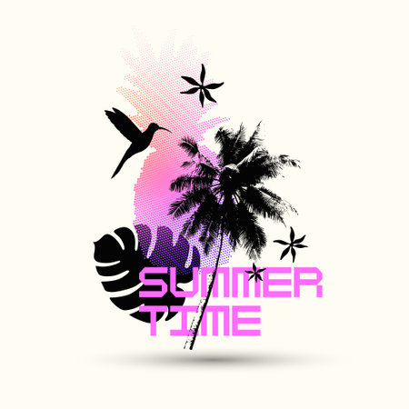 Vector graphics in a modern style with geometric elements. Summer poster. Summer poster.のイラスト素材