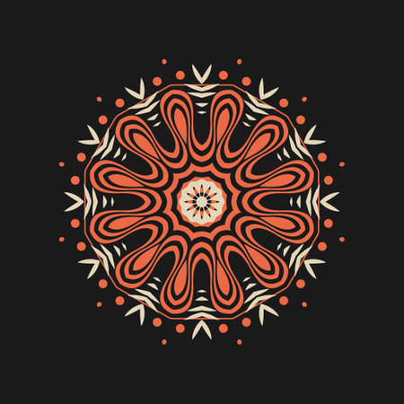 Circular ornament. Graphic composition using plant elements. Template for the design.のイラスト素材