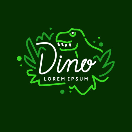 Minimalistic and stylish Dino emblem. Modern graphics. Vector illustration with text in a fashionable simple style.のイラスト素材