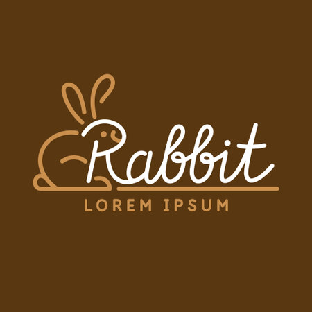 Minimalistic and stylish Rabbit emblem. Modern graphics. Vector illustration with text in a fashionable simple style.のイラスト素材