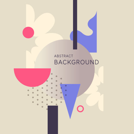 Background in a modern trendy style. Poster with simple flat organic shapes, geometric shapes and lines.のイラスト素材